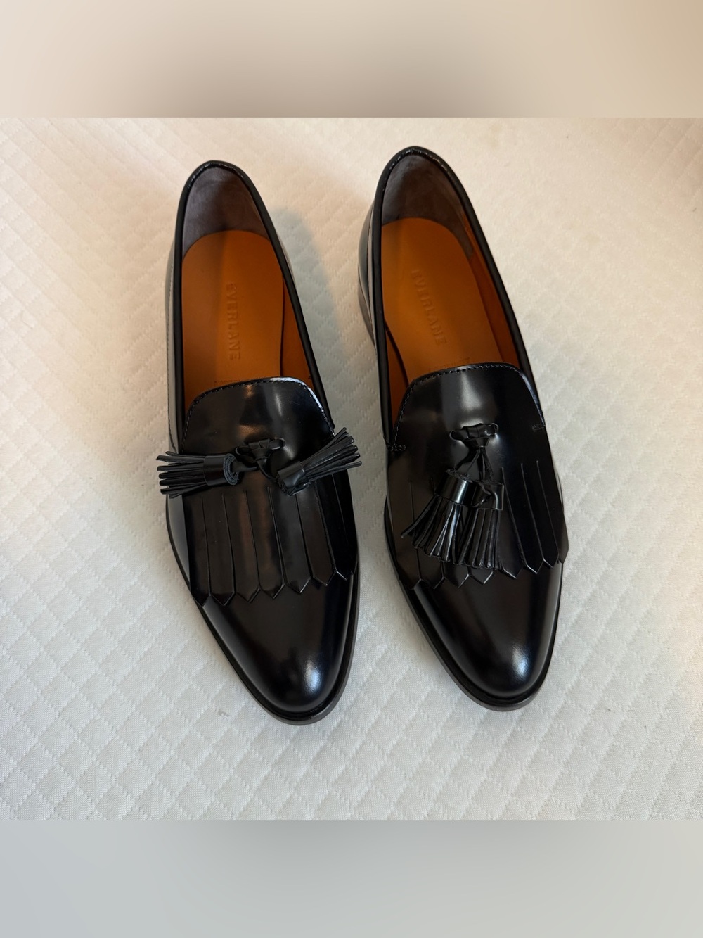 NEW IN BOX Everlane The Kiltie Loafer Women 6.5 Black Italian Leather Tassel Lux - Picture 2 of 9